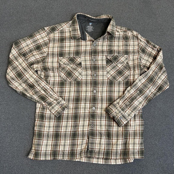 Kuhl Shirt Mens XL Green Plaid Long Sleeve Button Front Outdoor Hiking Casual - Picture 2 of 10